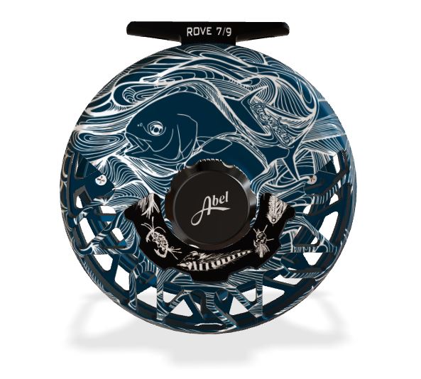 Abel Rove 7/9 Satin Deep Blue, Larko Permit, Salt Drag Plate, Platinum Handle